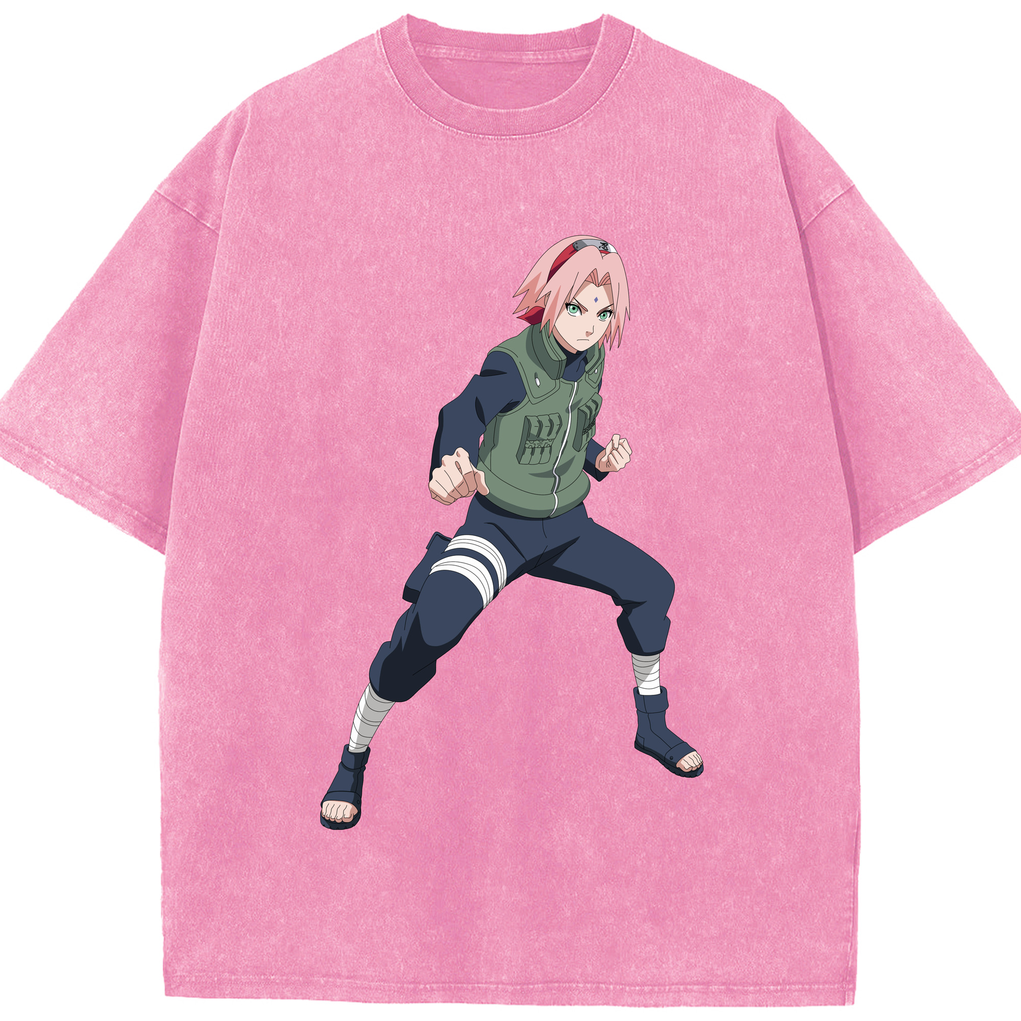 （画像用） NARUTO -ナルト- 春野サクラ Haruno Sakura 綿100% ヴィンテージ風 半袖Tシャツ（フロントプリント）